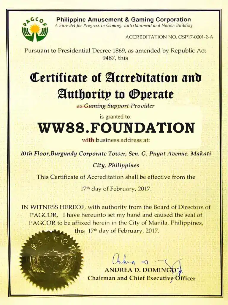ww88foundation-pagcor-license
